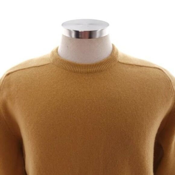 Alan Paine Mens Medium Mustard Long Sleeve Pullover Lamb Wool Crew Neck Sweater - Picture 6 of 9